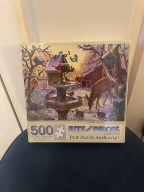 NWT Bits and Pieces Sunrise Feasting 500 Piece Jigsaw Puzzle Cottagecore Winter